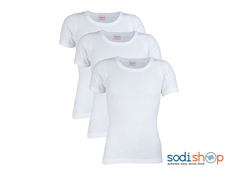 T-Shirt Blanc 100% Coton Peigné - Yarrison Men’s T-Shirt 3 Pièces BK0072