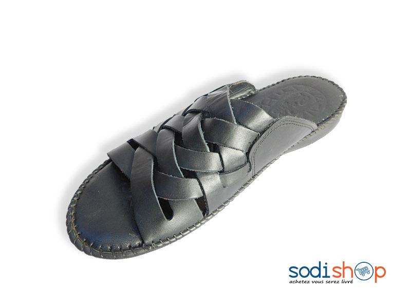Babouche Chaussure pour Homme en Cuir Couleur Noir MS0076