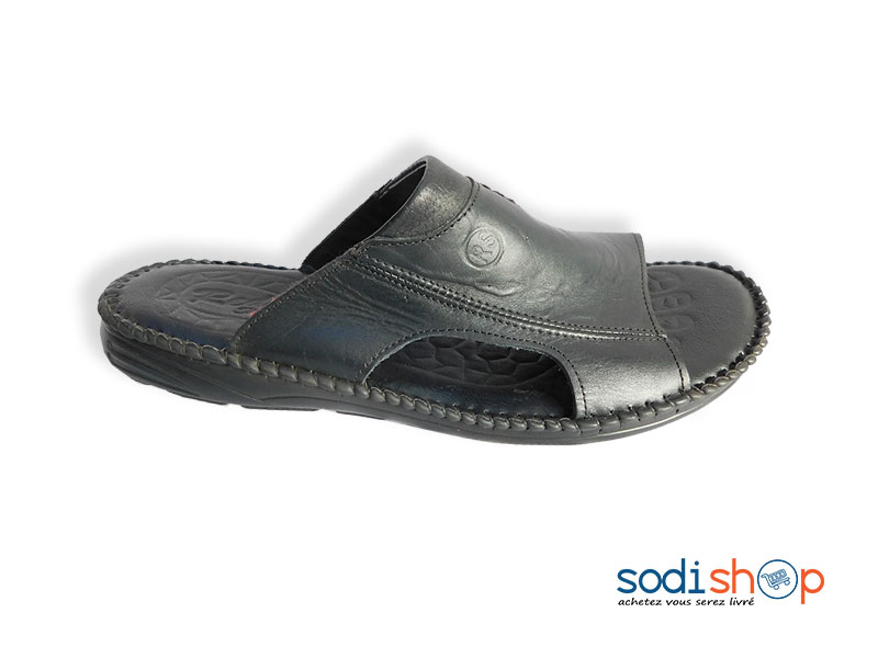 Babouche Chaussure pour Homme en Cuir Couleur Noir MS0076