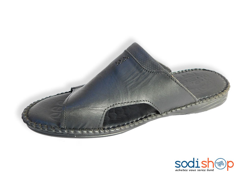 Babouche Chaussure pour Homme en Cuir Couleur Noir MS0076 – Image 2