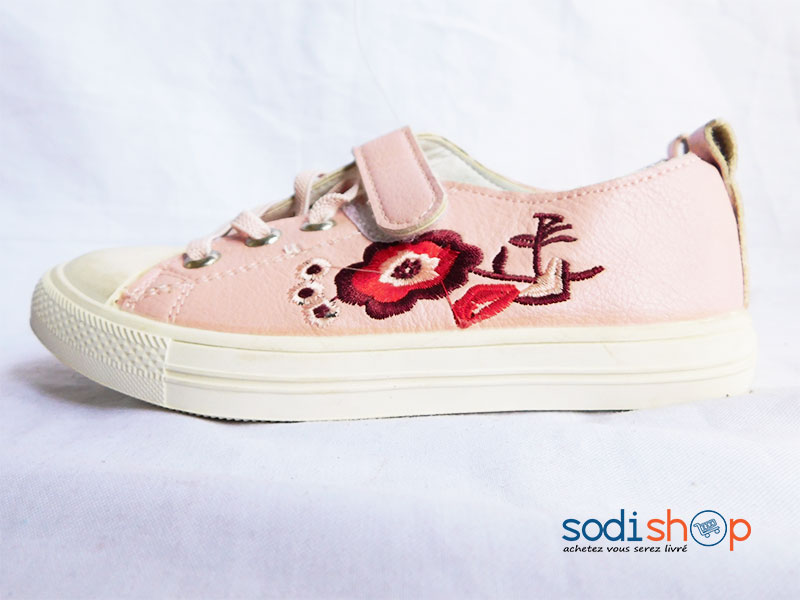 Basket Pour Petite Fille Joli Design Chaussure Enfant - Couleur Rose Blanc WBM00108 – Image 2