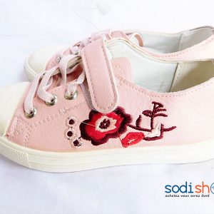 Basket Pour Petite Fille Joli Design Chaussure Enfant - Couleur Rose Blanc WBM00108
