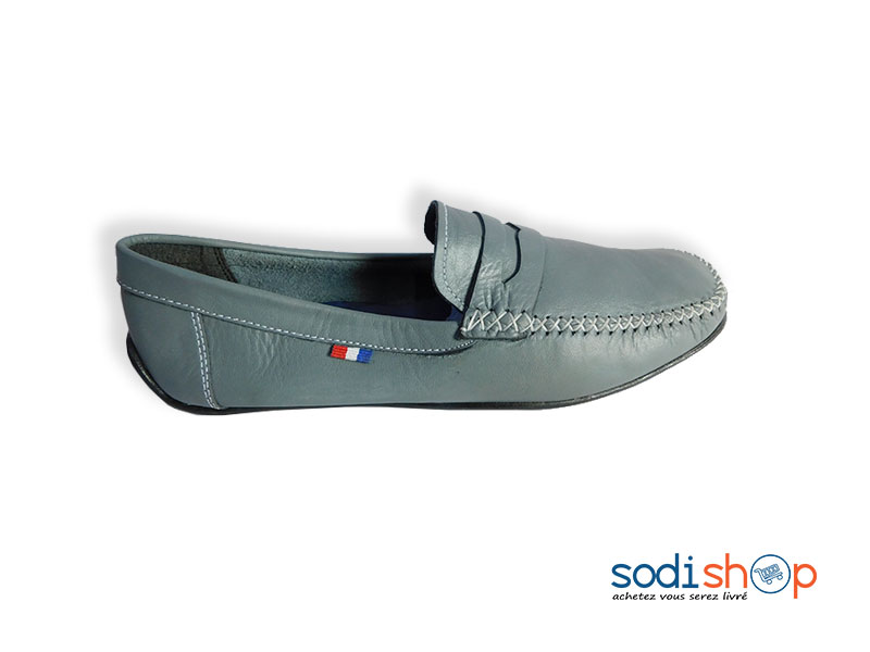 Chaussure Mocassin Matière en Cuir - Couleur Gris MS0076