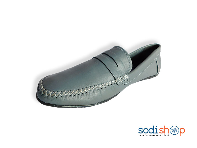 Chaussure Mocassin Matière en Cuir - Couleur Gris MS0076 – Image 2