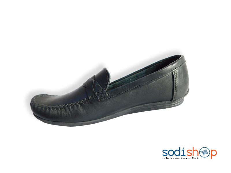 Mocassin Pour Homme Chaussure en Cuir - Couleur Noir MS0076
