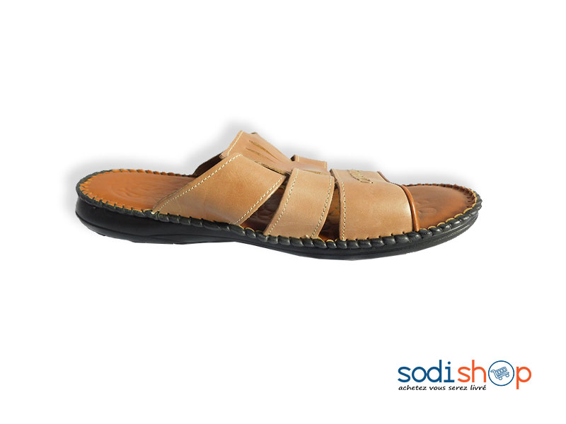 Chaussure Babouche en Cuir Pour Homme Couleur Marron MS0076 – Image 2