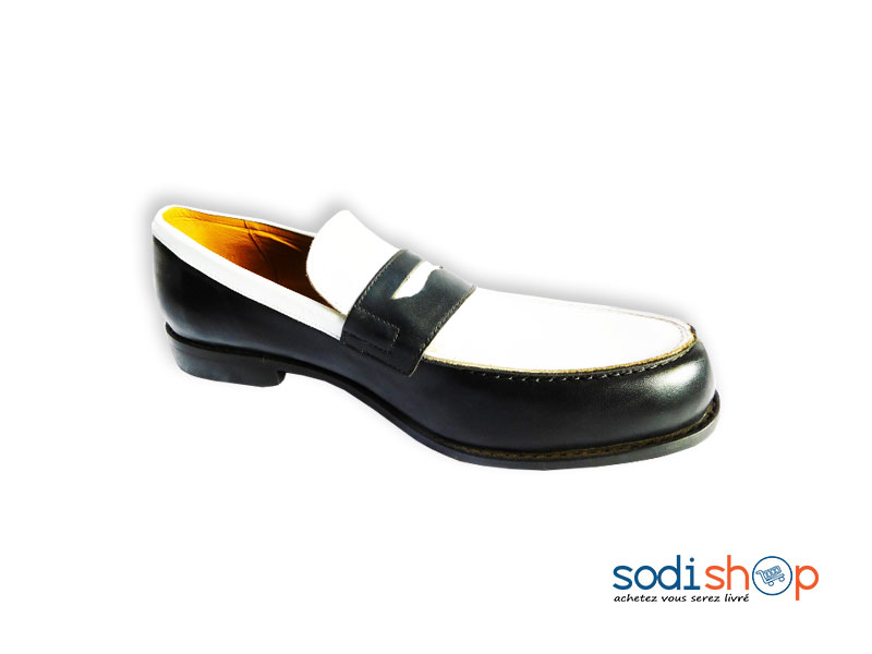 Soulier en Cuir Couleur Noir et Blanc pour Homme MS0076