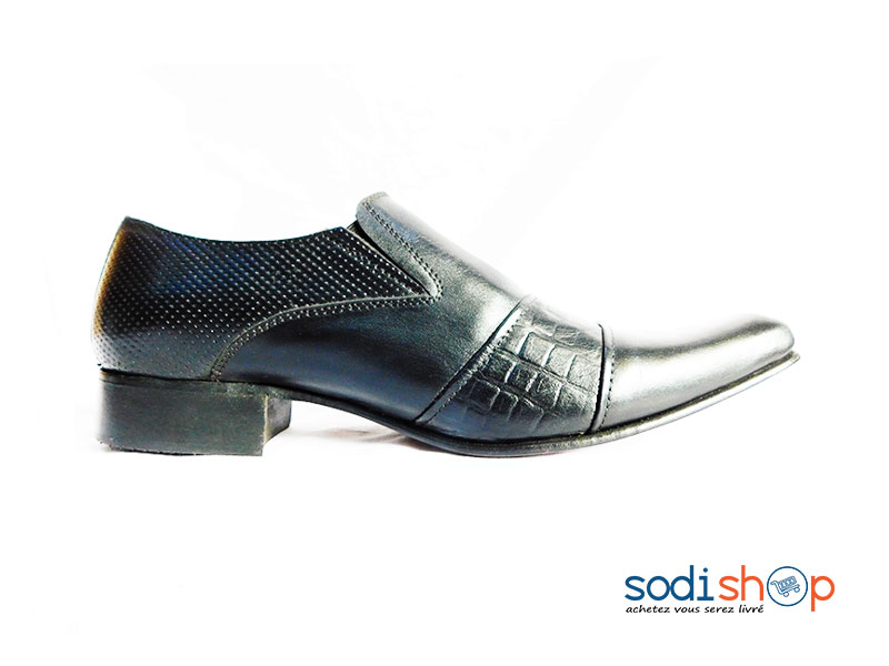Soulier à Motif en Cuir Noir pour Homme MS0076