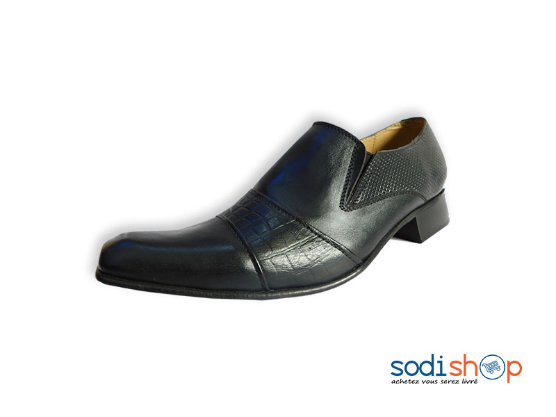 Soulier à Motif en Cuir Noir pour Homme MS0076 – Image 2