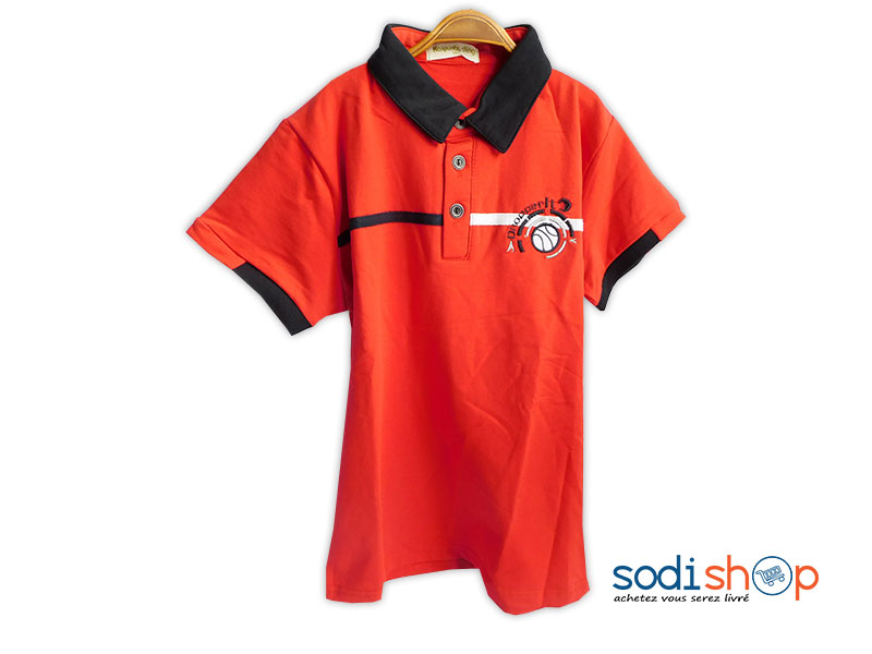 Polo Pour Enfant Tissu en Coton - Couleur Rouge MS0076