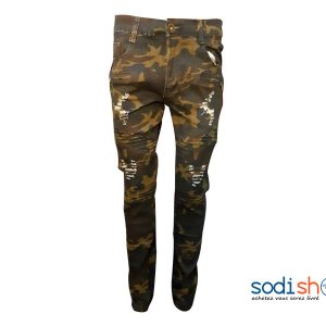 Jean Camouflage Coupe Slim - Haute Qualité Couleur Marron Pour Homme BK0096