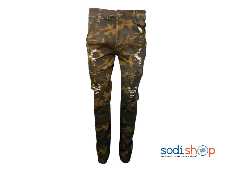 Jean Camouflage Coupe Slim - Haute Qualité Couleur Marron Pour Homme BK0096