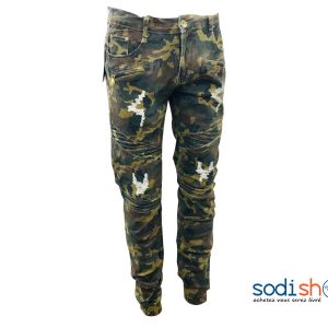 Jean Camouflage Coupe Slim - Haute Qualité Couleur Vert Pour Homme BK0096