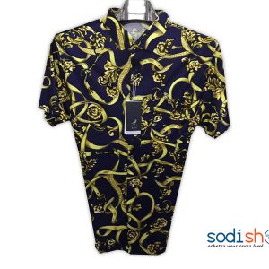 Chemise Homme - Motif Imprimé - Couleur Bleu/Doré BK0096
