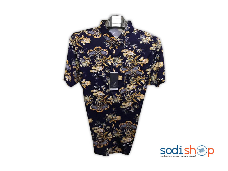 Chemise Manche Courte - Homme - à Motif Fleurit BK0096