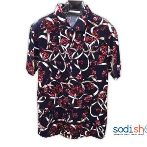 Chemise à Manche Courte - Couleur Bleu et Rouge BK0096