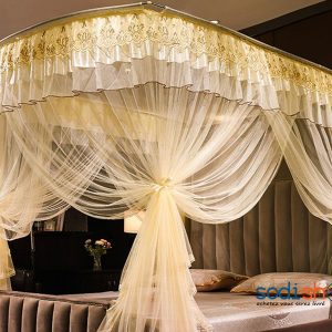 Moustiquaire Décorative Pour Chambre à Coucher à Tête Carré Jaune DRA0024