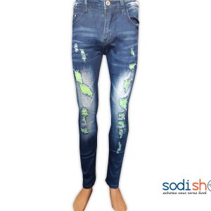 Jean Destroy Type Blessé Design Spécial - Couleur Bleu Pour Homme BK0096