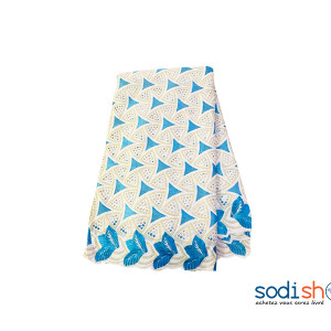 Brodé Coton 5yards - Couleur Bleu Blanc OM00121