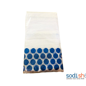 Brodé Coton 5yards - Couleur Bleu Foncé Et Blanc OM00121