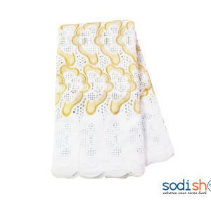 Brodé Coton 5yards - Couleur Jaune Blanc OM00121