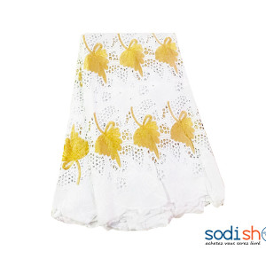 Brodé Coton 5yards - Couleur Jaune Blanc OM00121