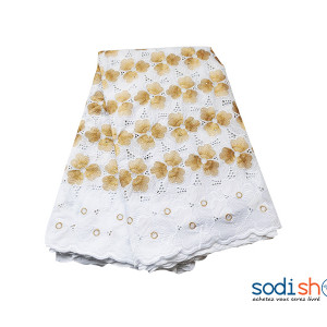 Brodé Coton 5yards - Couleur Jaune Blanc OM00121