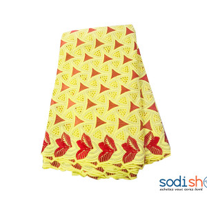 Brodé Coton 5yards - Couleur Jaune Poussin et Rouge OM00121