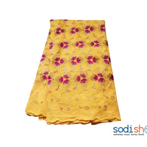Brodé Coton 5 yards - Couleur Jaune Rouge OM00121