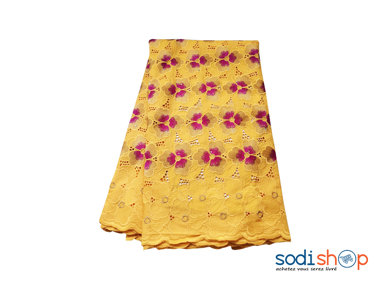 Brodé Coton 5 yards - Couleur Jaune Rouge OM00121