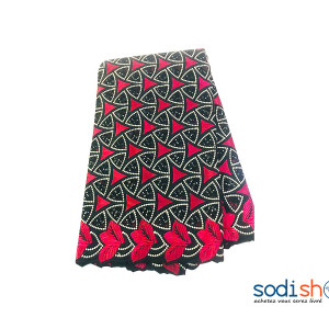Brodé Coton 5yards - Tricolore En Fond Noir OM00121