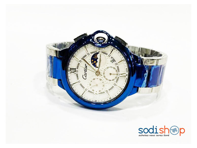 Cartier Montre Pour Homme en Acier Argent Bleu DI0026