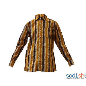 Chemise Pour Homme - Manche Longue Marron Avec Rainure MJ0021