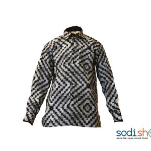 Chemise Pour Homme - Manche Longue Noir-Blanc MJ0021