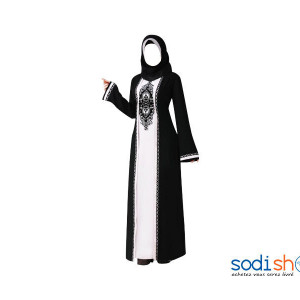 Robe Musulmane Abaya Couleur Noir et Blanc AJ00128