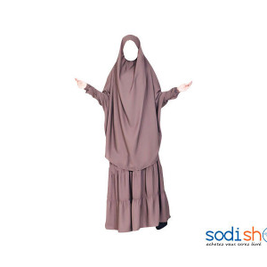 Robe Musulmane Jilbab Deux Pièces Couleur Prune AJ00128