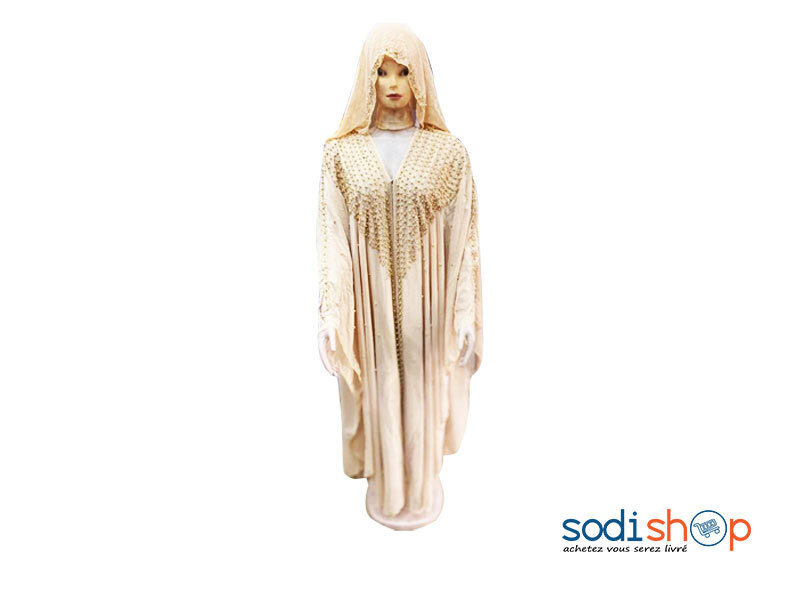 Robe Musulmane Kaftan Couleur Beige à Perle AJ00128