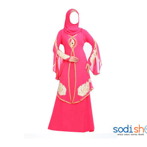 Robe Musulmane Kaftan Couleur Rose 2 Pièces AJ00128