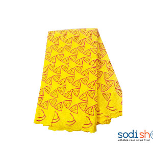 Tissu Brodé 100% en Coton Couleur Jaune 5 Yards OM00121