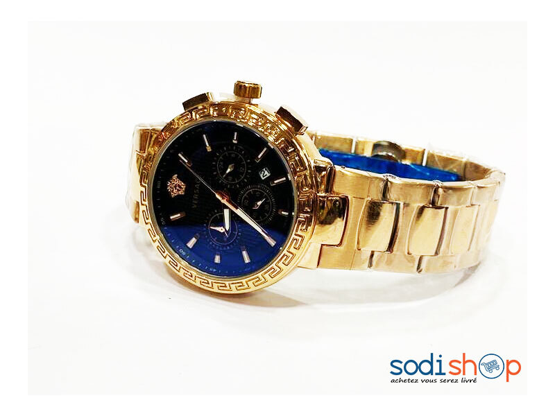 Montre Versace - Mécanisme à Quartz Indicateur de Date Couleur Or Pour Homme DI0026