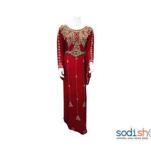 Robe Longue Motif Classique - Couleur Rouge Pour Femme AJ00128