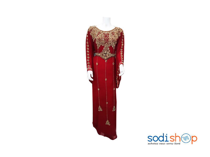 Robe Longue Motif Classique - Couleur Rouge Pour Femme AJ00128