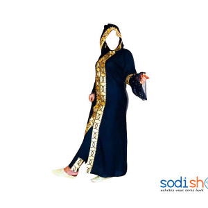 Hijab Classique avec Capuche - Haute Qualité Couleur Noir et Jaune AJ00128