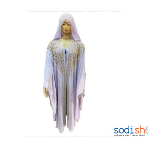 Robe avec Voile - Design Perlé Couleur Violet Clair Pour Femme AJ00128