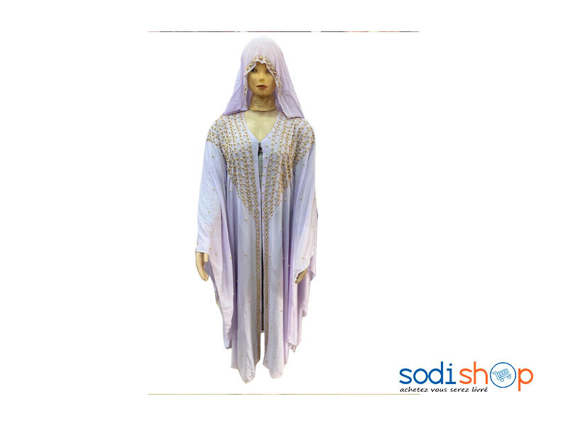 Robe avec Voile - Design Perlé Couleur Violet Clair Pour Femme AJ00128