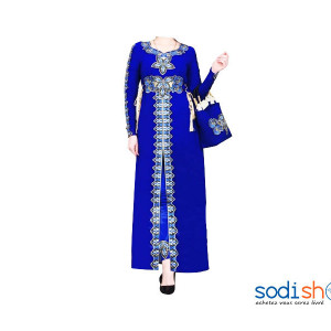 Robe à Motif - Haute Qualité Couleur Bleu AJ00128