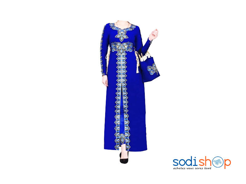 Robe à Motif - Haute Qualité Couleur Bleu AJ00128