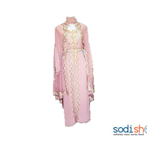 Robe Longue Deux Pièces - Avec Foulard Et gilet A Dentelle AJ00128