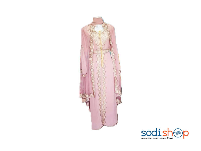 Robe Longue Deux Pièces - Avec Foulard Et gilet A Dentelle AJ00128