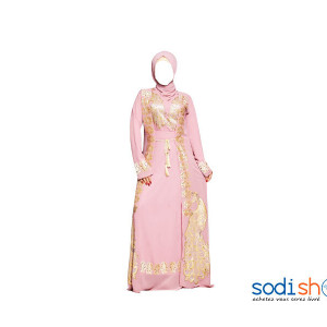 Hijab à Motif - Joli Design Robe Pour Femme Couleur Rose AJ00128